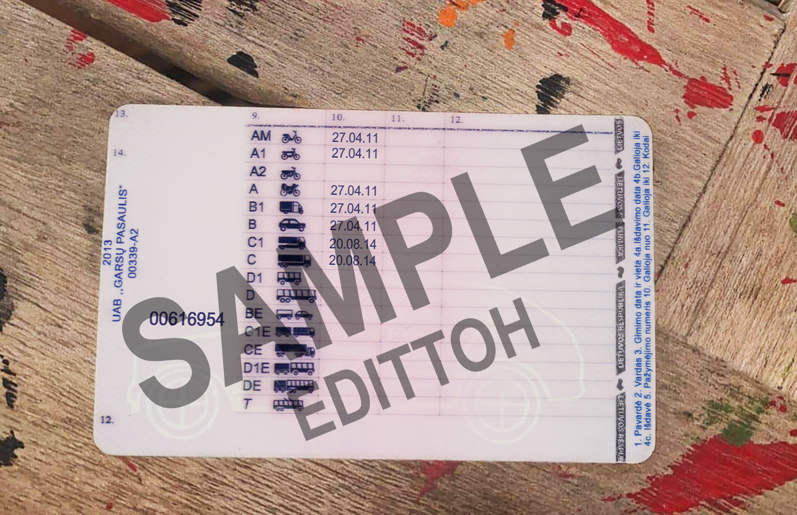 Republic of Lithuania Driver's License PSD Template - Image 2