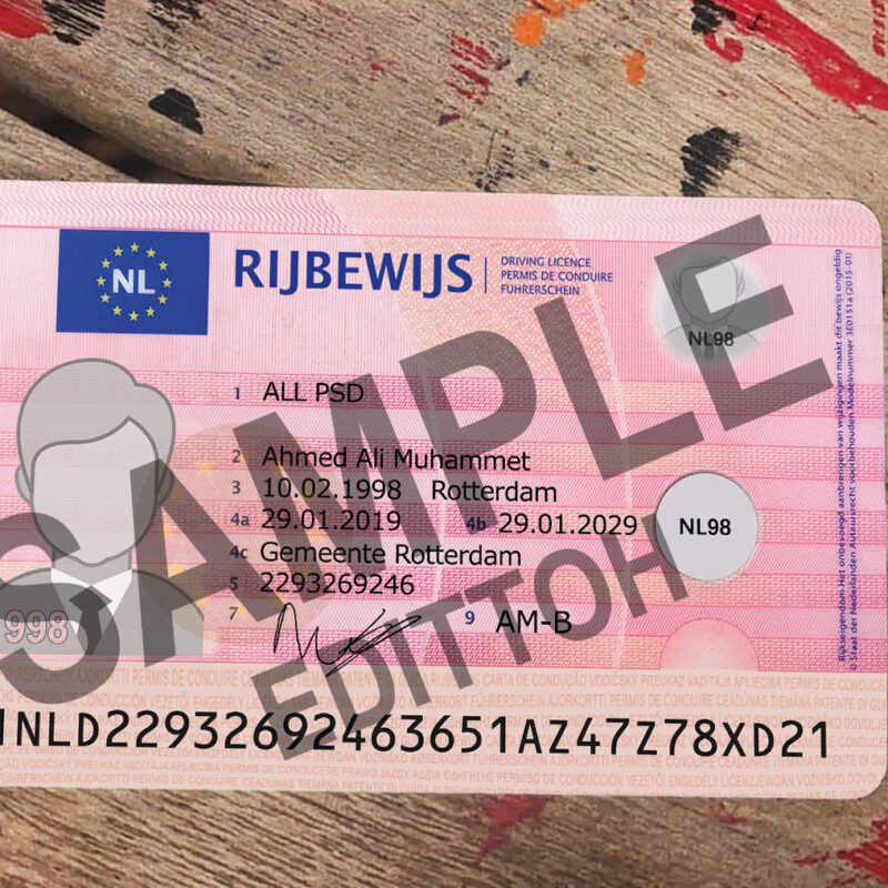 Netherlands Driver's License PSD Template