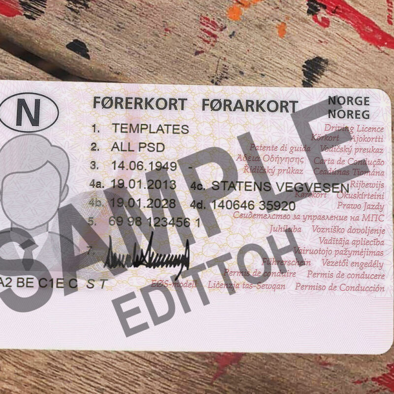 Kingdom of Norway Driver's License PSD Template