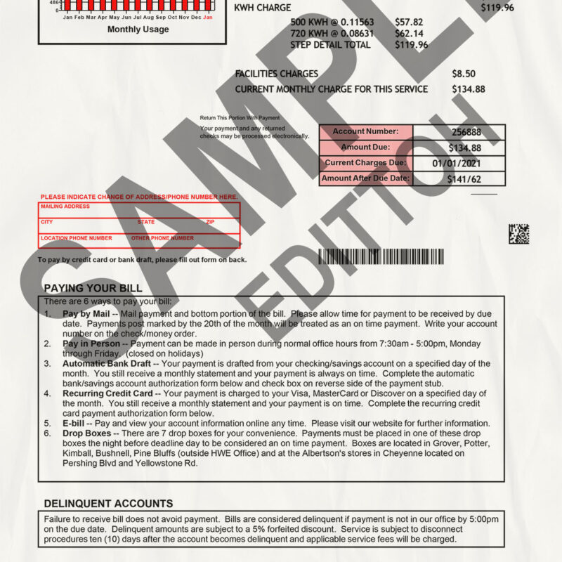 USA, Wyoming Proof of Address: High West Energy Electric Utility Bill
